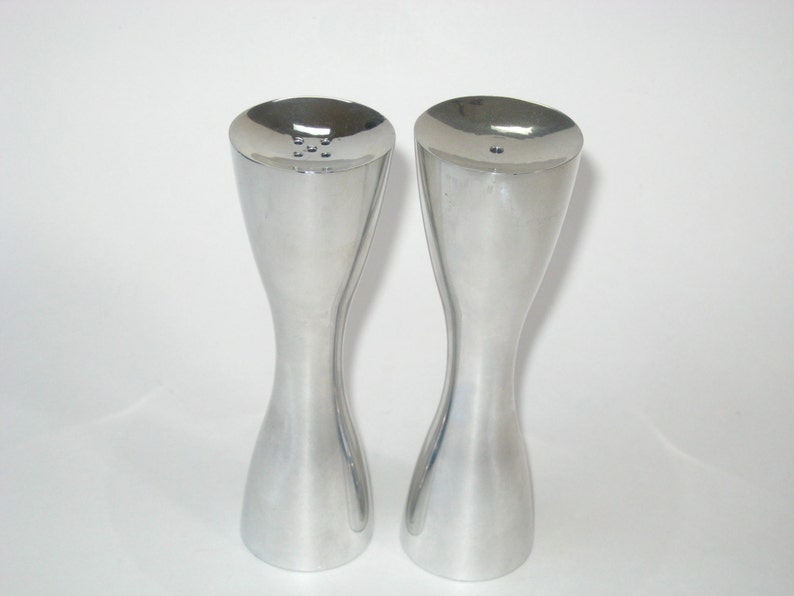 Pair Nambe Studio #6087 Salt /& Pepper Shakers Aluminum Alloy 1995 w Labels