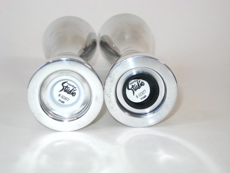 Pair Nambe Studio #6087 Salt /& Pepper Shakers Aluminum Alloy 1995 w Labels