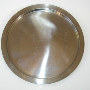Stelton Denmark Signed 11" Stainless Steel Round Tray Platter Cylinda Line ?