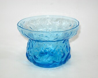 Seneca Glass DRIFTWOOD Casual PEACOCK BLUE Flowerlite Vase Bowl no Flower Frog