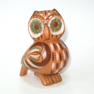 Gill Pinker France Pottery Owl Figurine; Vintage MCM Signed Handcrafted Studio Art Pottery