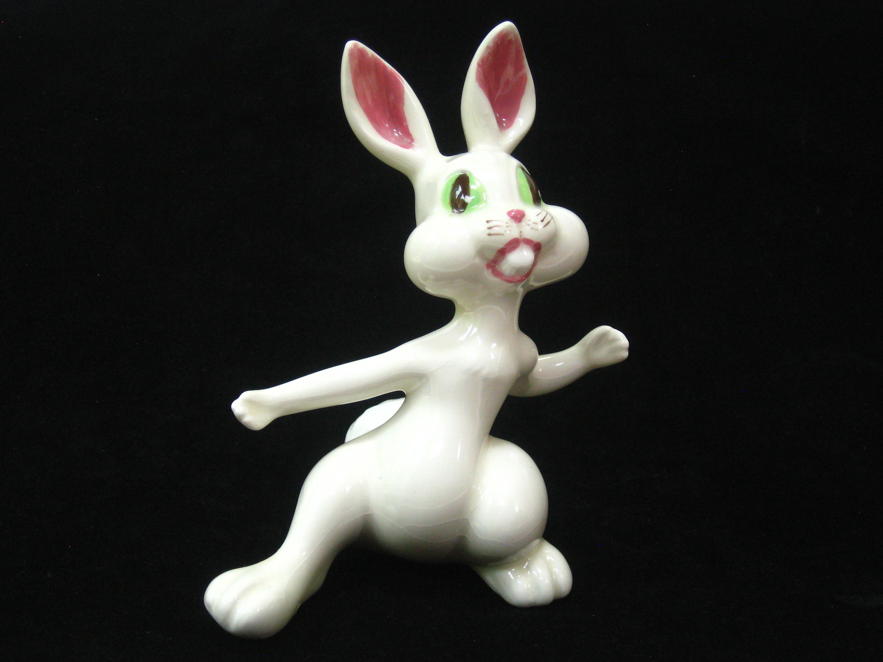 Kitsch Shiny Rabbit Retro Anthropomorphic Kitsch Bunny Rabbit Figurine; Vintage Mid Century ...