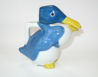 Edouard Marcel Sandoz for Theodore Haviland Limoges Porcelain Duck Cream Pitcher; RARE Authentic Signed 1920s Figural Art Deco Creamer