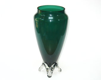 Tiffin Glass Killarney Green Footed Rocket Vase Art Deco C. 1950
