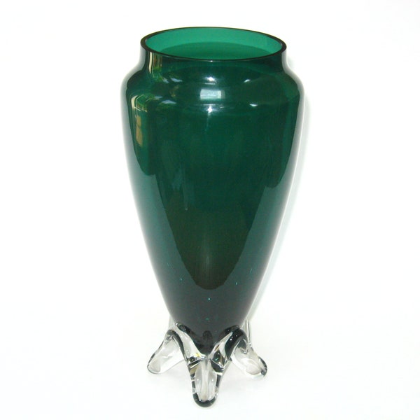 Tiffin Glass Killarney Green Footed Rocket Vase Art Deco C. 1950