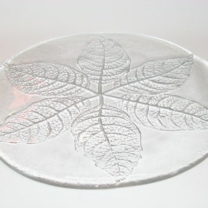 Kosta Boda PARTY LEAF 13&quot; Glass #97506 Cheese Plate w/ Tab Handles Goran Warff; Vintage Mid Century Modern Serving Platter