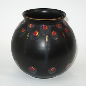 Zuid Gouda Holland ZWARO Modernist Atomic Starburst Art Pottery Rose Bowl Vase