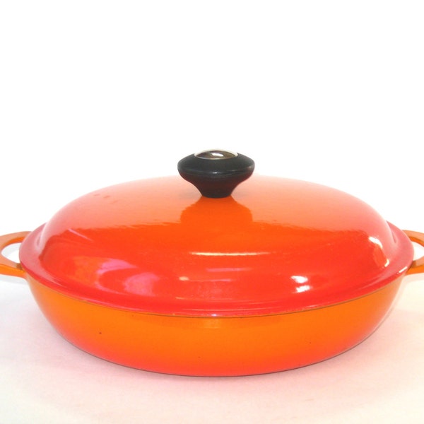 Le Creuset 10.5" Flame Orange #26 Braiser Covered Pot Shallow Dutch Oven Non Stick