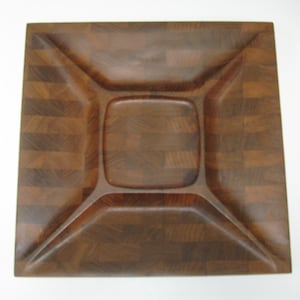 Digsmed Denmark Divided End Grain Teak Charcuterie / Cheese Board - Vintage Mid Century Danish Modern 5 Section Serving Tray