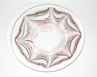 Henry Summa Early Studio Art Glass Pulled Feather 11" Plate / Low Bowl Signed & Dated 1978