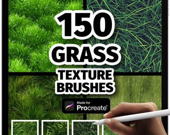 150 Pincéis de Textura de Grama para Procreate – Conjunto de Pincéis Realistas de Grama e Relva para Arte Digital
