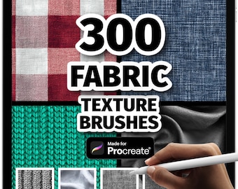 300 pinceles de textura de tela para Procreate: set de pinceles realistas para textiles, mezclilla, telas y estampados para diseño de moda.