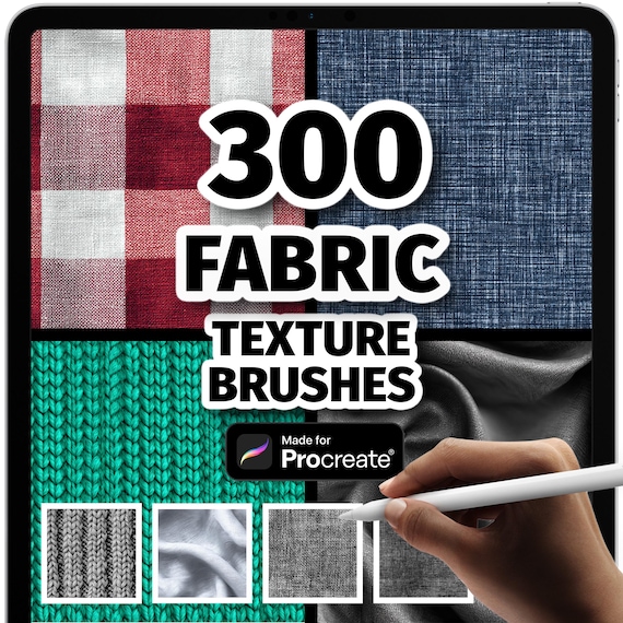 300 Fabric Texture Brushes for Procreate – Realistic Textile, Denim and Cloth & Pattern Brush Set for Fashion Design