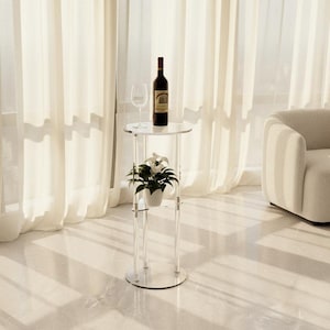 Clear Acrylic C-Table | Modern Drink Table for Small Spaces