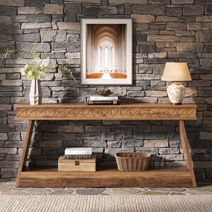70.9 Inch Rustic Console Table with Storage, Wooden Entryway Table, Slim Sofa Table, Hallway Table, Living Room Console, Behind Couch Table