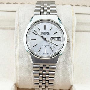 Vintage Seiko 5 Actus Automatic Men's Wrist Watch | 36mm Silver Dial, Day-Date