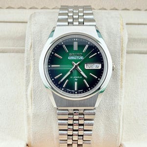 Elegant Seiko 5 Actus herrarmbandsur med automatisk urtavla | 36 mm | Grön urtavla