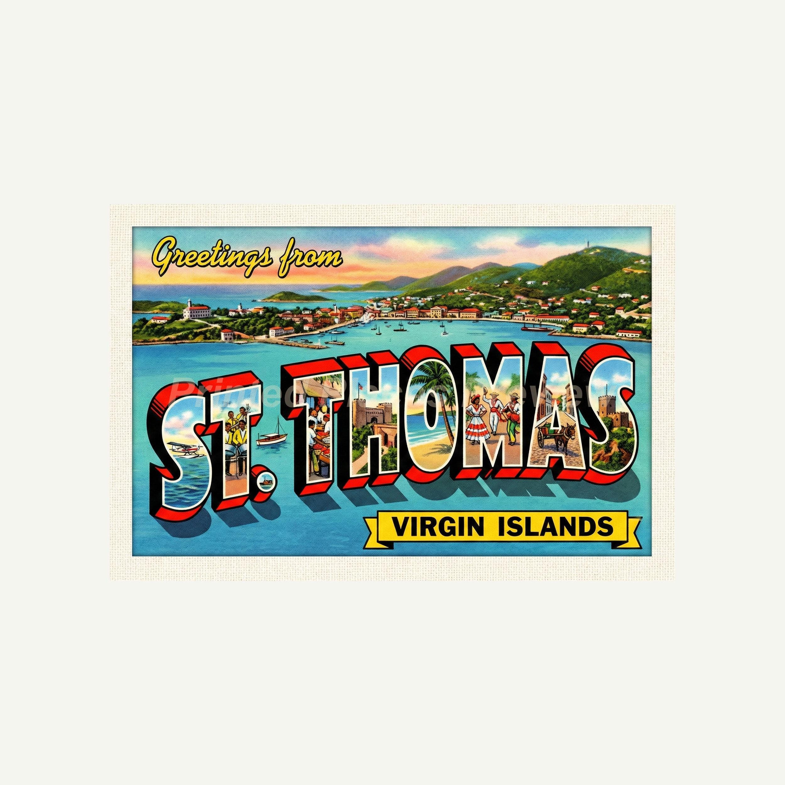 PC VIRGIN ISLANDS CARIBBEAN ST THOMAS CITY LOOKING EAST Vintage Pc