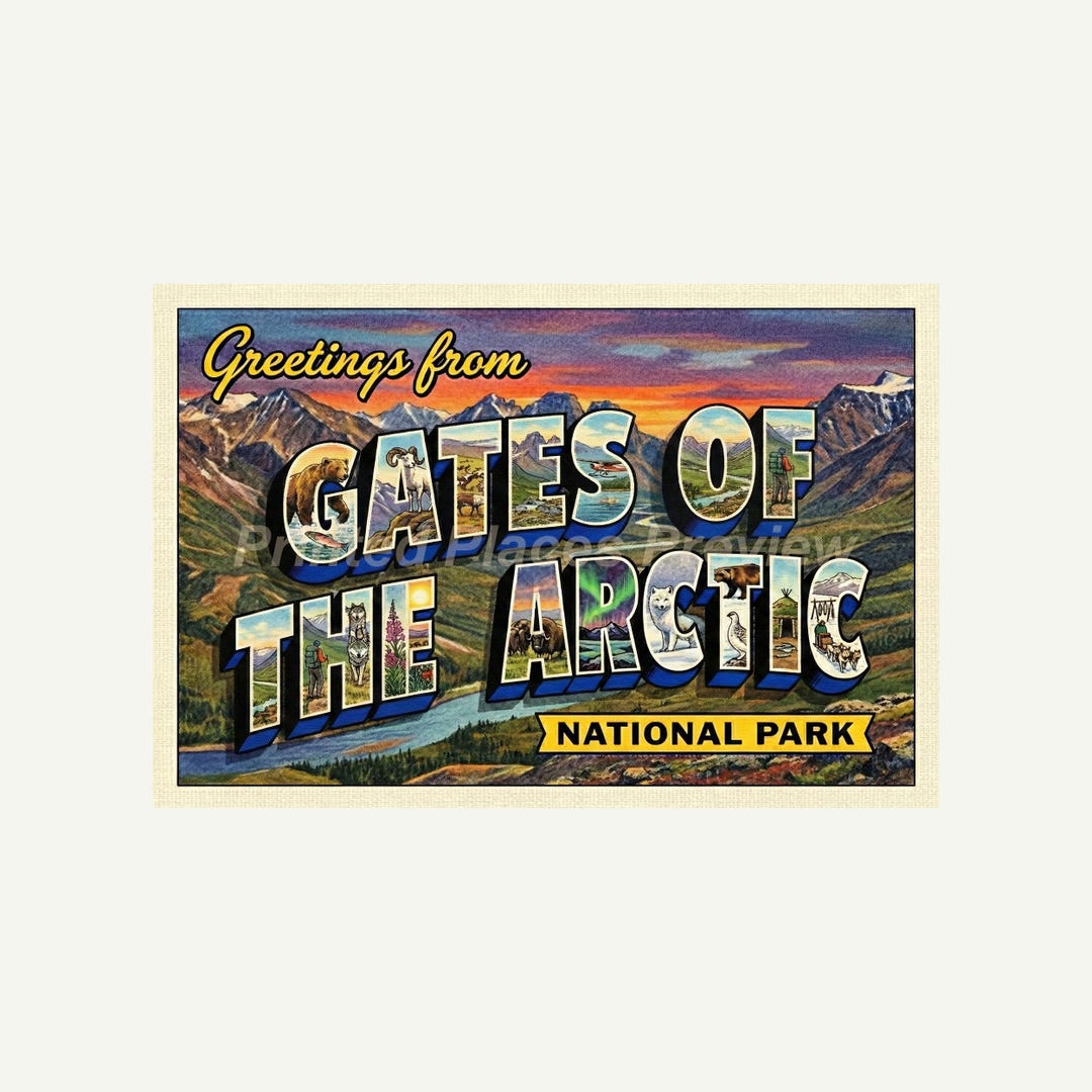 Gates of the Arctic National Park Postcard, Retro Greetings From Wall ...