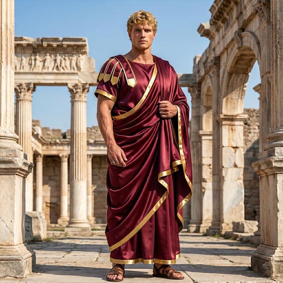 Classic Roman Julius Caesar Toga Costume for Men, Authentic Ancient Roman Dress Up, Ideal Gift for History Lovers