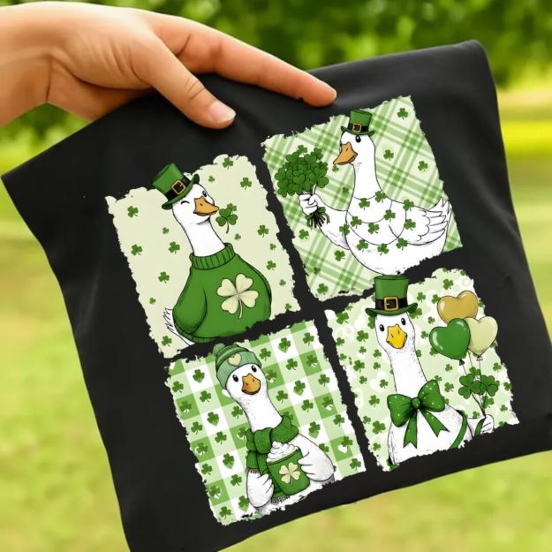 Lucky Goose Collage PNG, St Patricks Day Geese Clipart Bundle, Clover ...