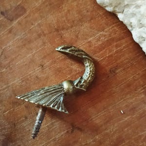 Vintage Brass Winged Serpent Drawer Pull, Gothic Cabinet Hardware (Found in Spain)