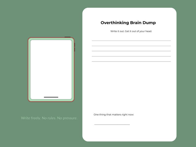 Overthinking Brain Dump Printable | Simple Mental Dump Page | Anxiety ...