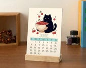 2026 Illustrated Cat Mini Desk Calendar Cards, Journal Cards, Yearly Overview