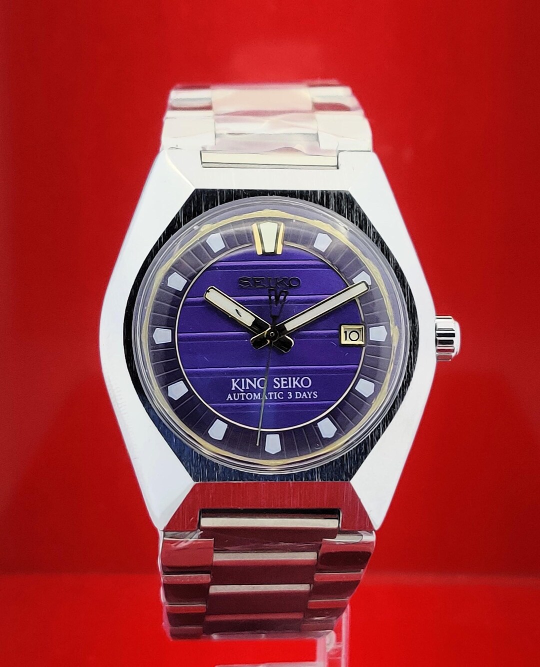 Vintage Seiko Automatic Men's Watch Purple Dial Stainless Steel ...