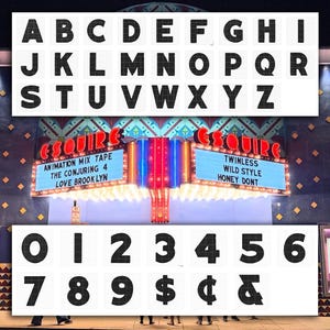 FULL SET: Vintage-Style Theater Marquee Letters. STLs. 8” Slotted Readerboard Style (Full Set = Letters, Numbers, Symbols)