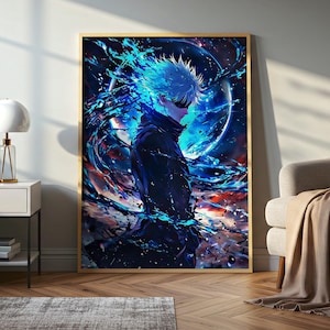 Satoru Gojo Jujutsu Kaisen Manga Poster, Anime Wall Art Print, Minimal Japanese Comic Decor image 1