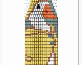 Porch Goose in Raincoat and Hat Earring Pattern - Brick Stitch with Fringe Earrings - Seed Beads - Porch Goose Earrings