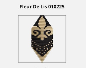 Mardi Gras Fleur de Lis Earring Pattern for Brick Stitch Seed Beads
