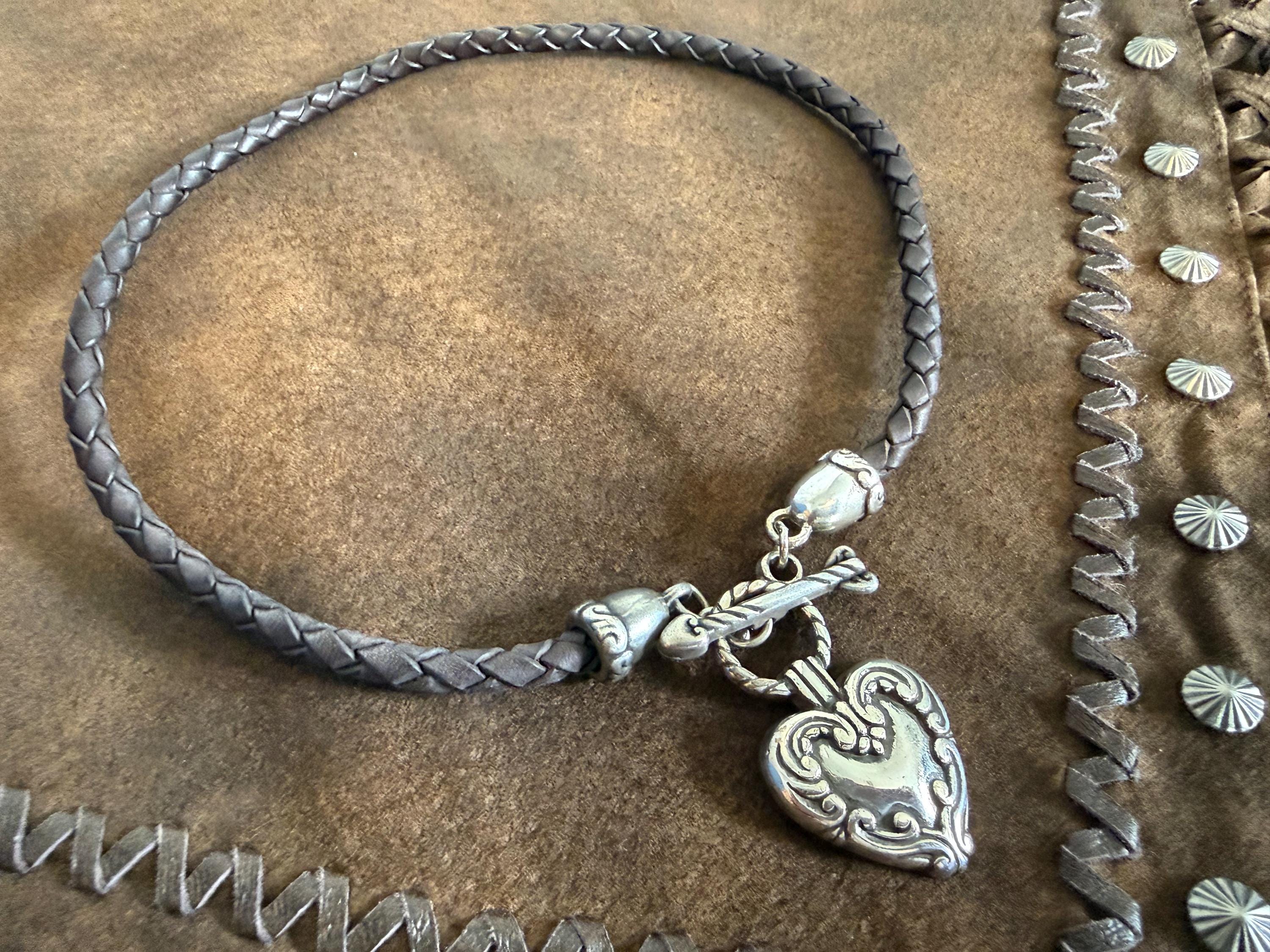 Braided Leather Toggle Necklace - Etsy display picture 2