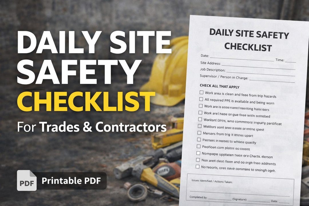 Daily Site Safety Checklist for Trades | Printable Health and Safety ...