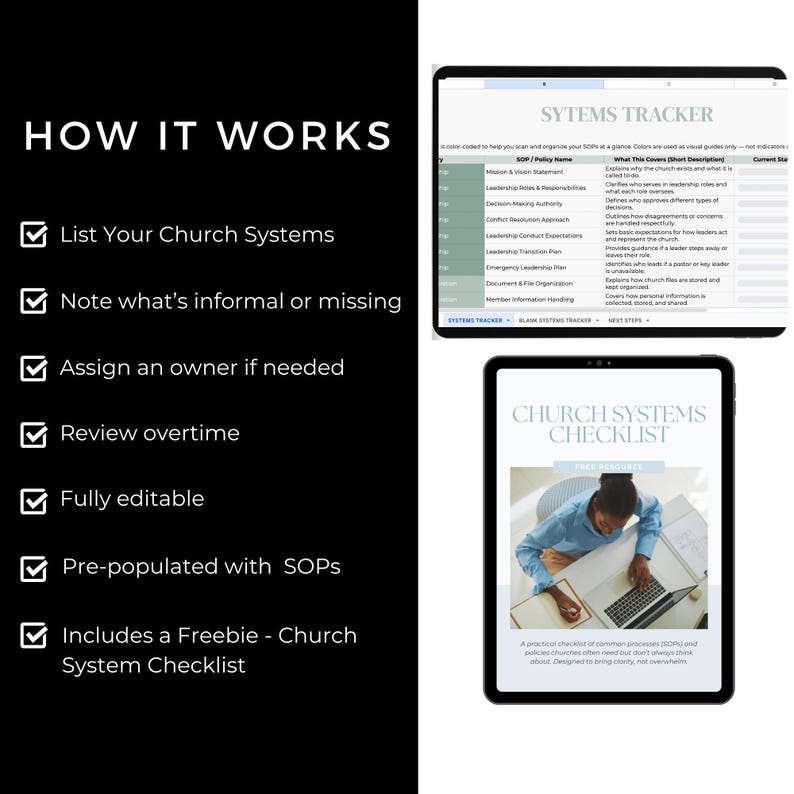 Church Systems Tracker Template | Church Operations Spreadsheet ...