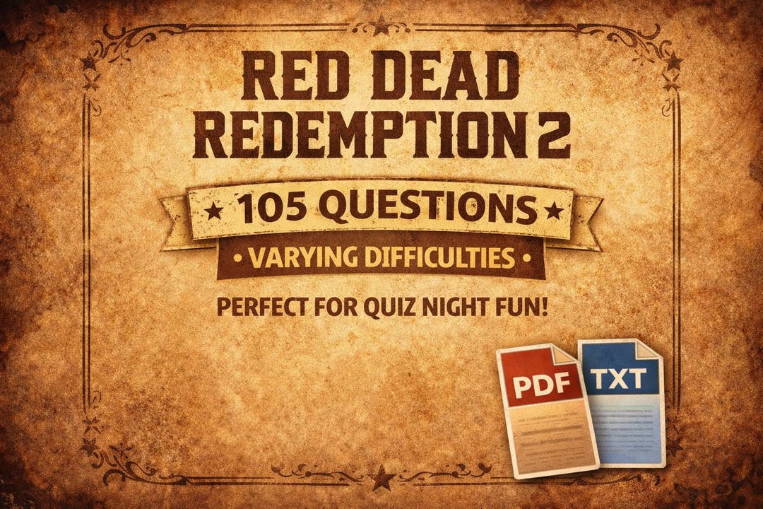 Red Dead Redemption 2 Game Trivia Pack – 105 Questions (PDF + TXT ...