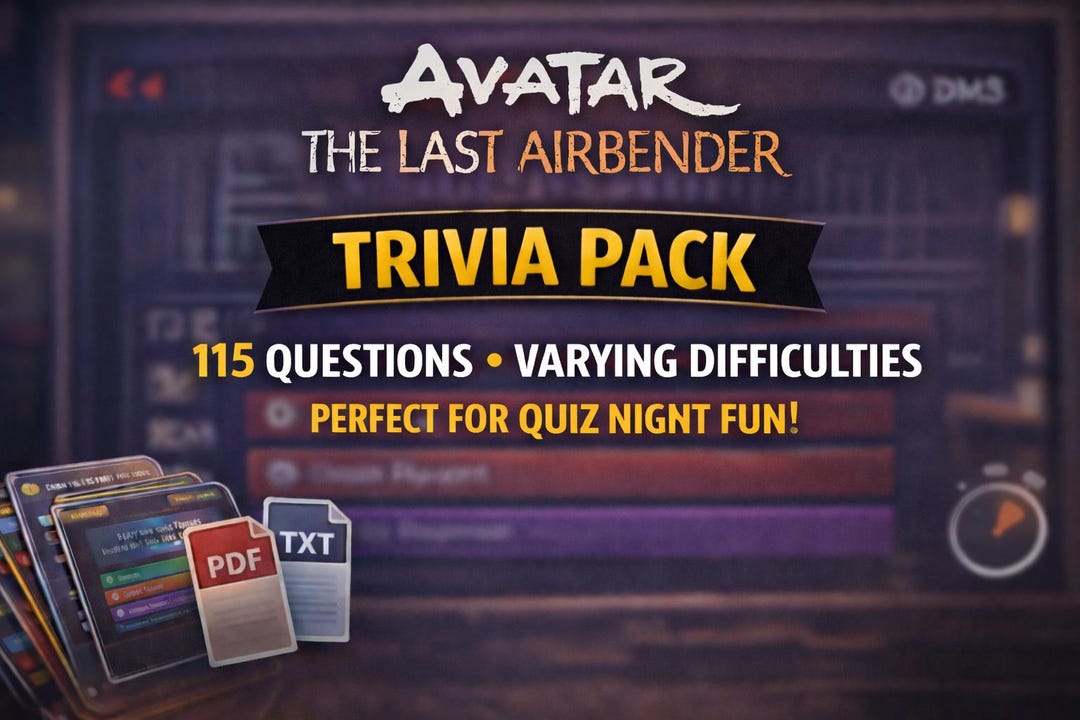 Avatar the Last Airbender Trivia Pack – 115 Questions (PDF + TXT ...
