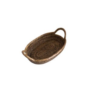 Rattan oval serving tray