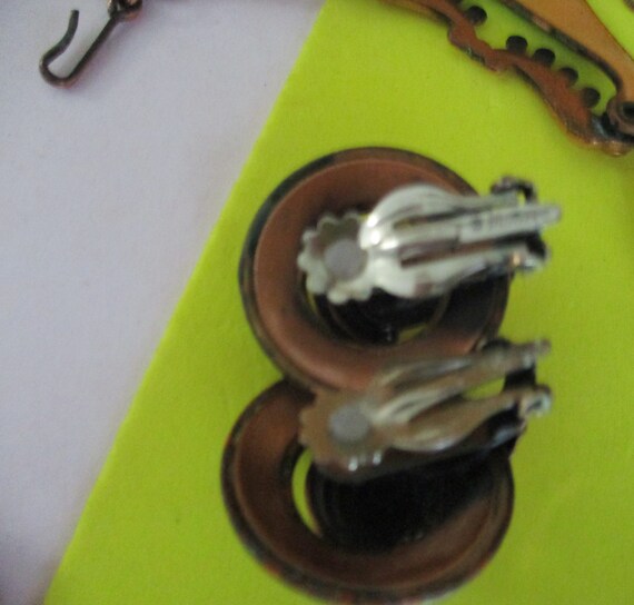 fancy MATISSE Copper NECKLACE EARRINGs Set emeral… - image 4
