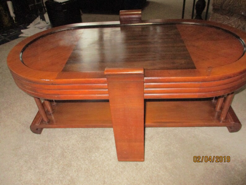 Gorgeous Art Deco Vintage Inlaid Wood With Glass Top Coffee Etsy