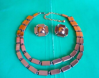 stunning signed RENOIR Copper NECKLACE EARRINGS Set Vintage Matisse