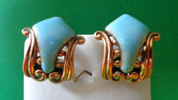 mint MATISSE Copper NECKLACE post EARRINGs Set Tu… - image 6