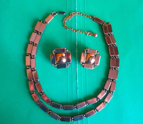 stunning signed RENOIR Copper NECKLACE EARRINGS S… - image 2