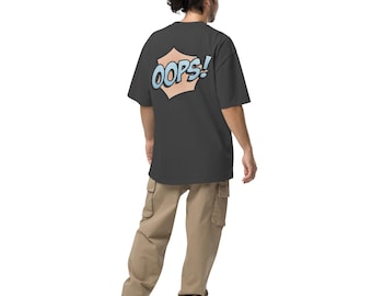 OOPS! Oversized Faded T-Shirt – Vintage Style Unisex Tee, Streetwear Graphic Shirt