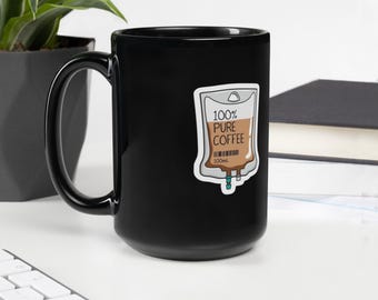 100 pure coffee Black Glossy Mug