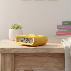 Small Digital Alarm Clock, Portable Kitchen Timer Clock, Battery Powered Desk Clock with Snooze, Countdown & Adjustable Volume