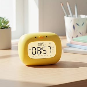 Simpatica sveglia digitale a forma di anatra con luce notturna, ricaricabile, ideale per il comodino dei bambini, con funzione snooze e conto alla rovescia, perfetta per decorare la cameretta.