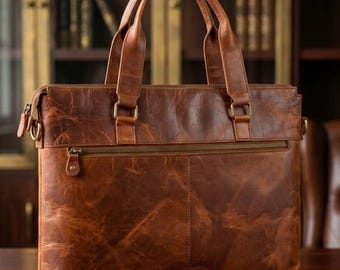 Echtleder Laptop Tasche MacBook Pro/Air 13-15 Zoll, handgefertigte Arbeitsaktentasche, Reisetasche