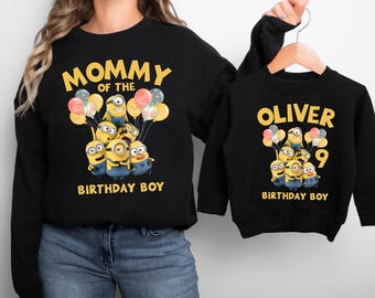 Birthday Boy Yellow Character, Personalized Birthday Boy, Birthday Squad, Family Birthday, Cartoon Character, Family Matching Shirt